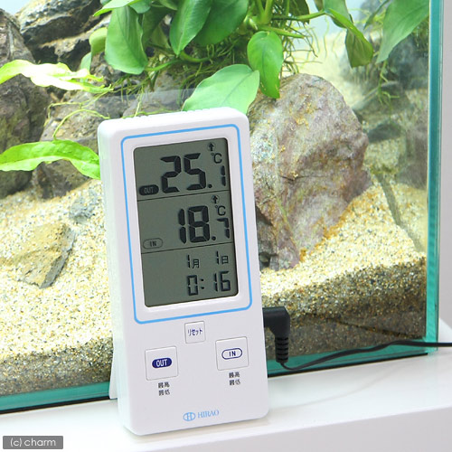 熱帯魚の大画面デジタル　ＩＮ－ＯＵＴ　水温計